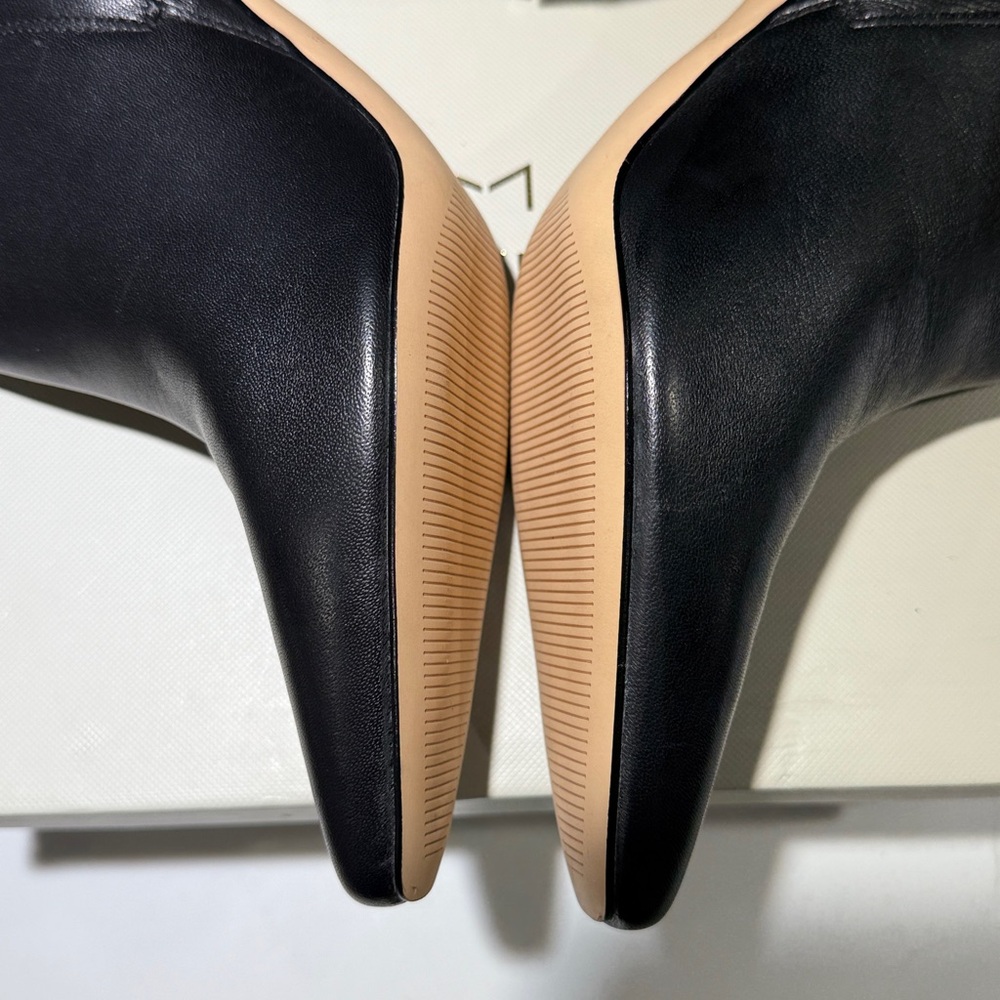 🥳NEW MARC FISHER Mlyanara 3 1/2” Heel Leather Ankle Boots, Black - Picture 4 of 16